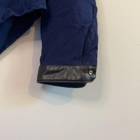 🌿ZARA | Navy Blouse w/ Faux Leather Detail - Picture 3 of 3